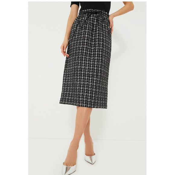 Tuckernuck Onyx Black Tweed Cece Midi Skirt $198‎ NWT Size Small - Picture 1 of 7